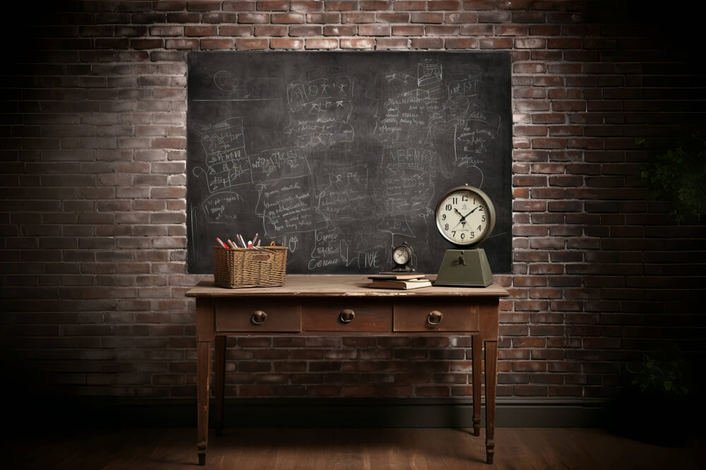 Back to School Retro Blackboard Desk Backdrop RR6-41