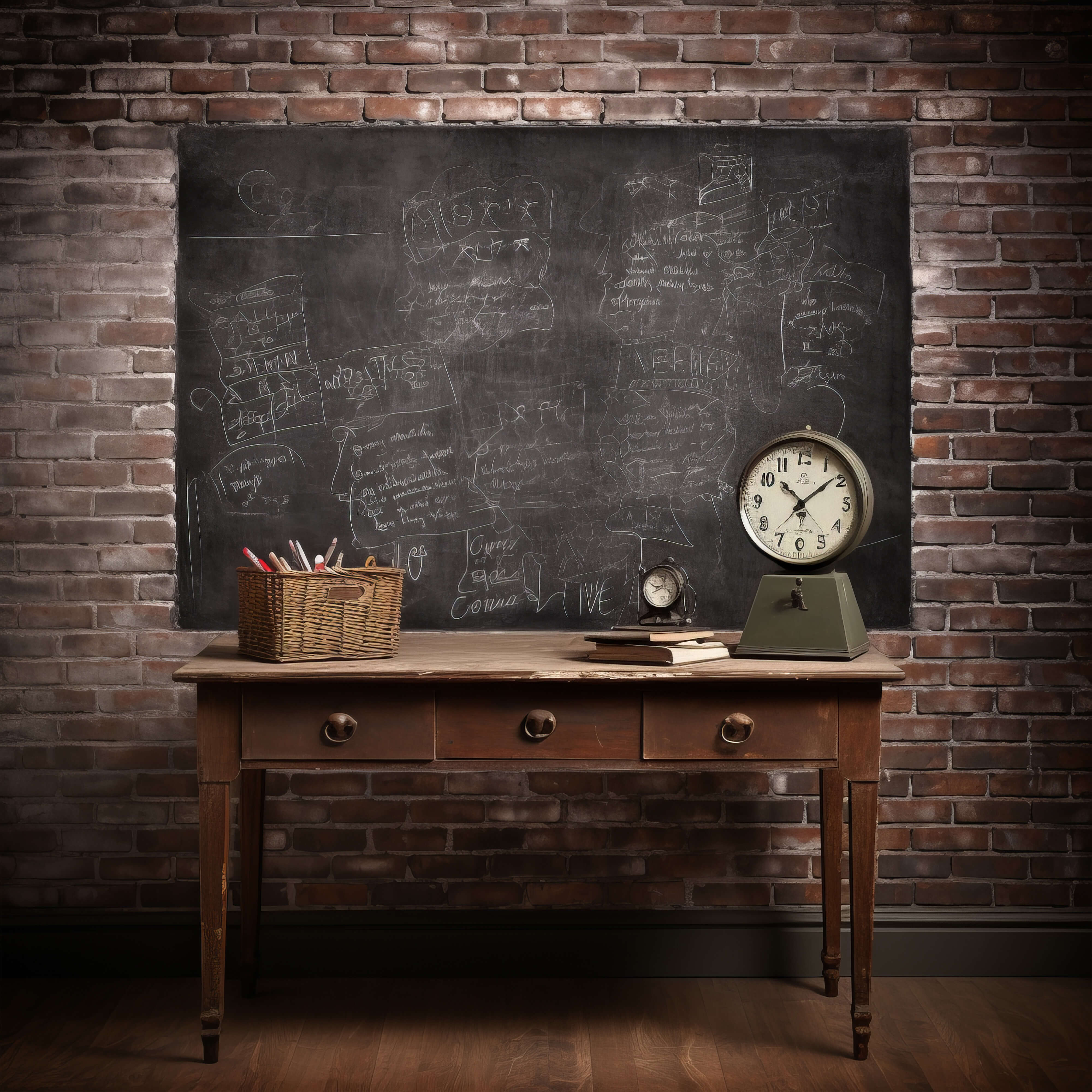 Back to School Retro Blackboard Desk Backdrop RR6-41