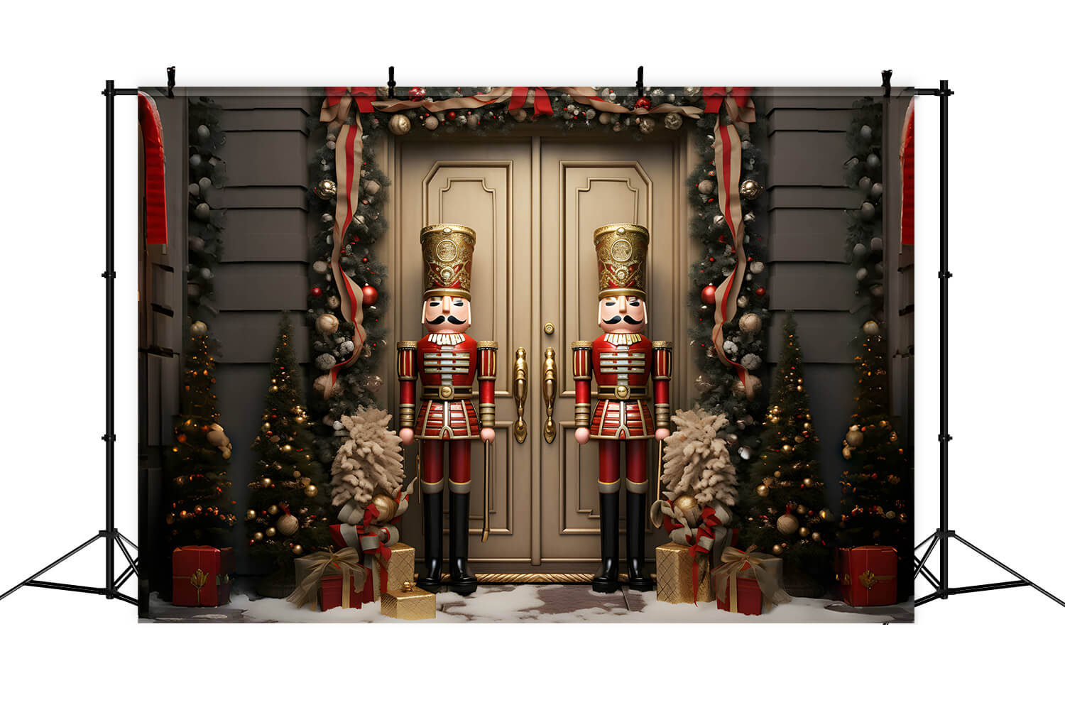 Nutcracker Christmas Night Door House Backdrop UK RR6-50