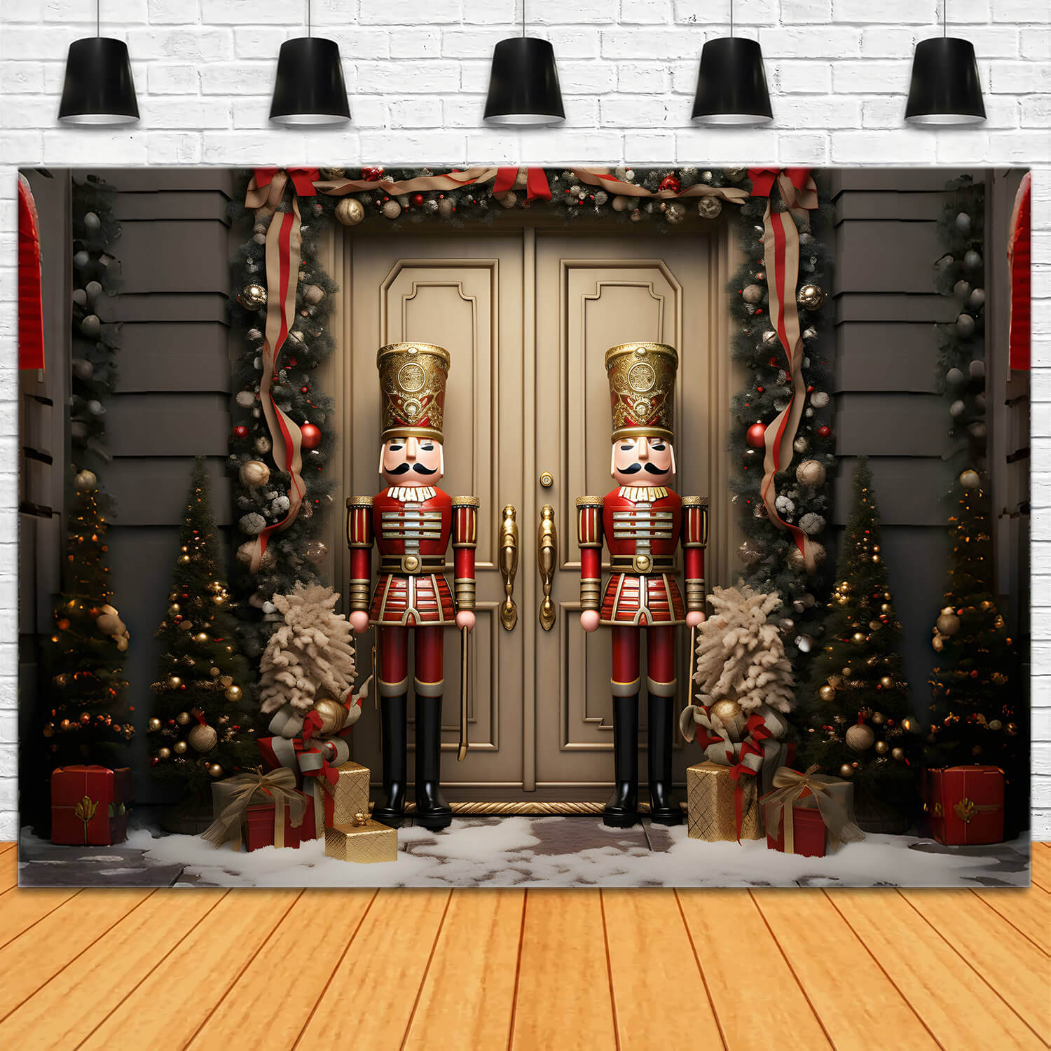 Nutcracker Christmas Night Door House Backdrop UK RR6-50