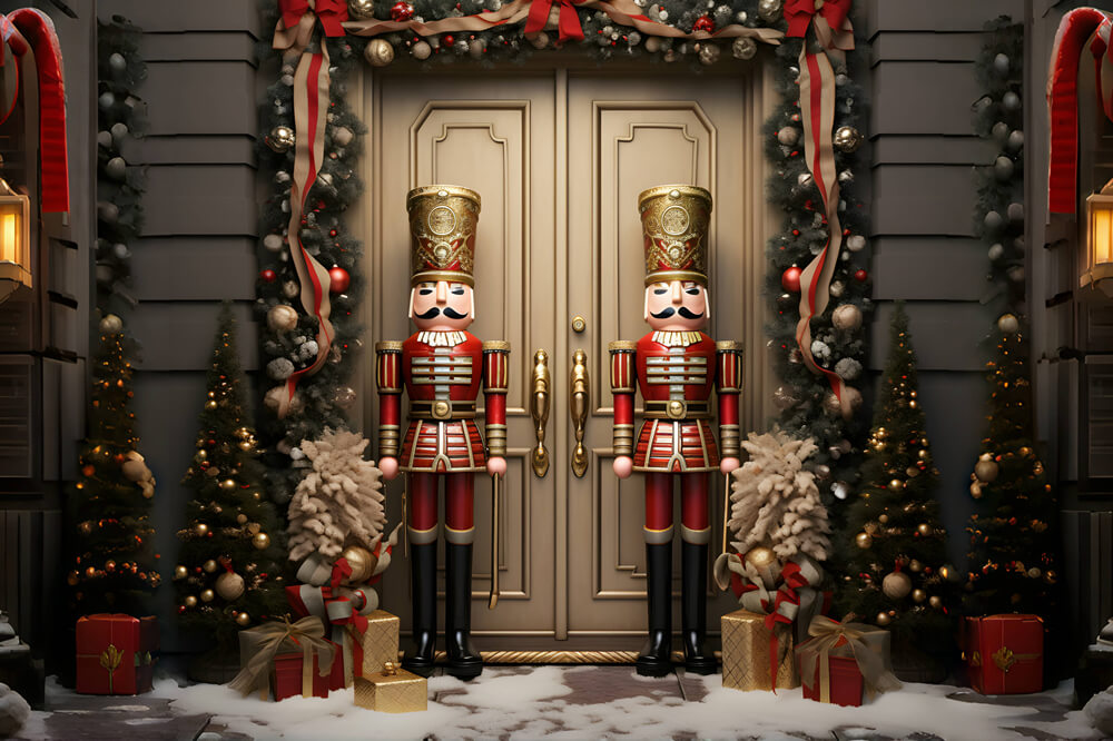 Nutcracker Christmas Night Door House Backdrop UK RR6-50