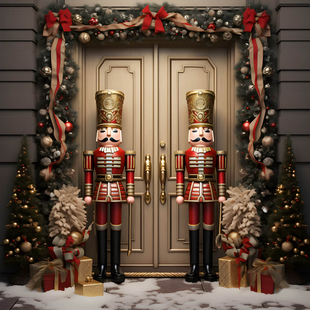 Nutcracker Christmas Night Door House Backdrop UK RR6-50