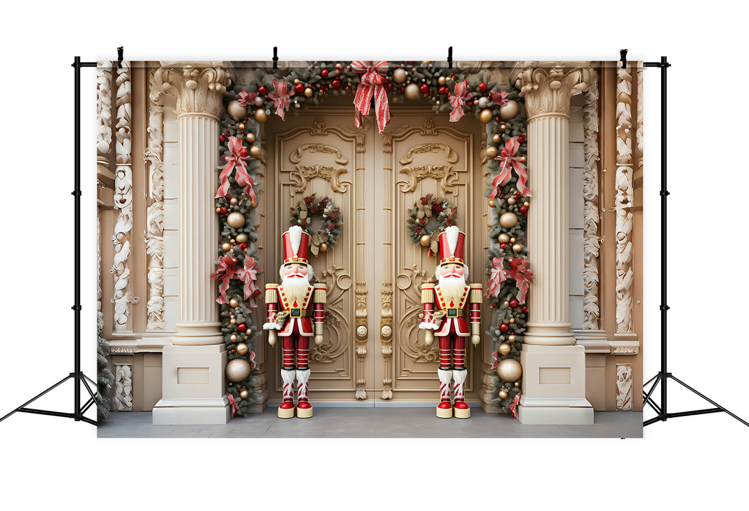 Luxury Christmas Door Wreath Nutcracker Backdrop UK RR6-51