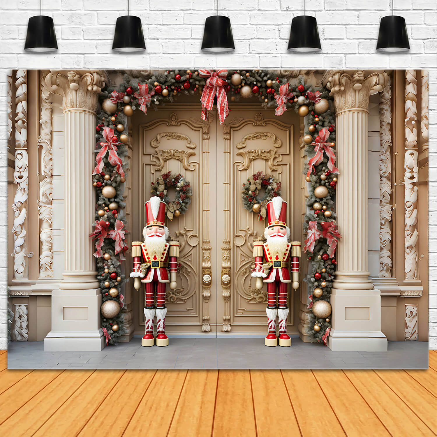 Luxury Christmas Door Wreath Nutcracker Backdrop UK RR6-51