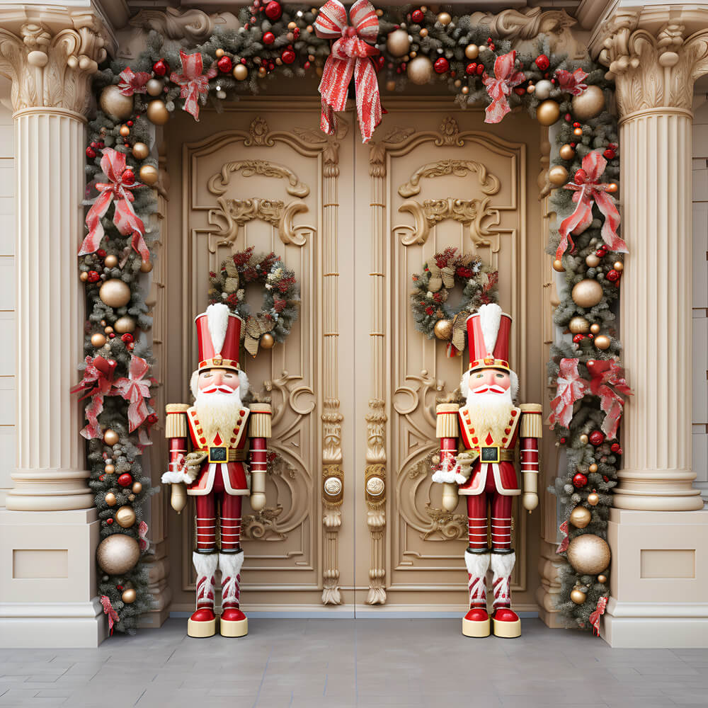 Luxury Christmas Door Wreath Nutcracker Backdrop UK RR6-51