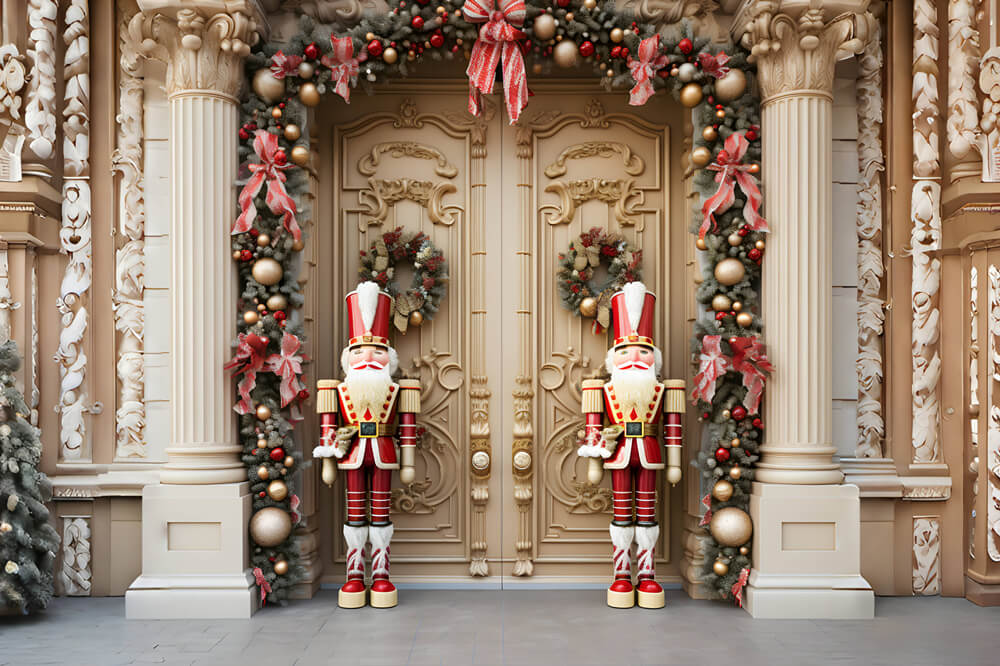 Luxury Christmas Door Wreath Nutcracker Backdrop UK RR6-51