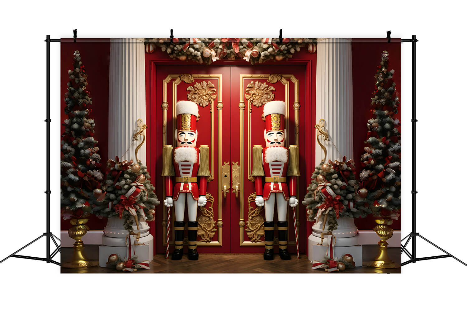 Nutcracker Christmas Trees Door Photography Backdrop UK RR6-52