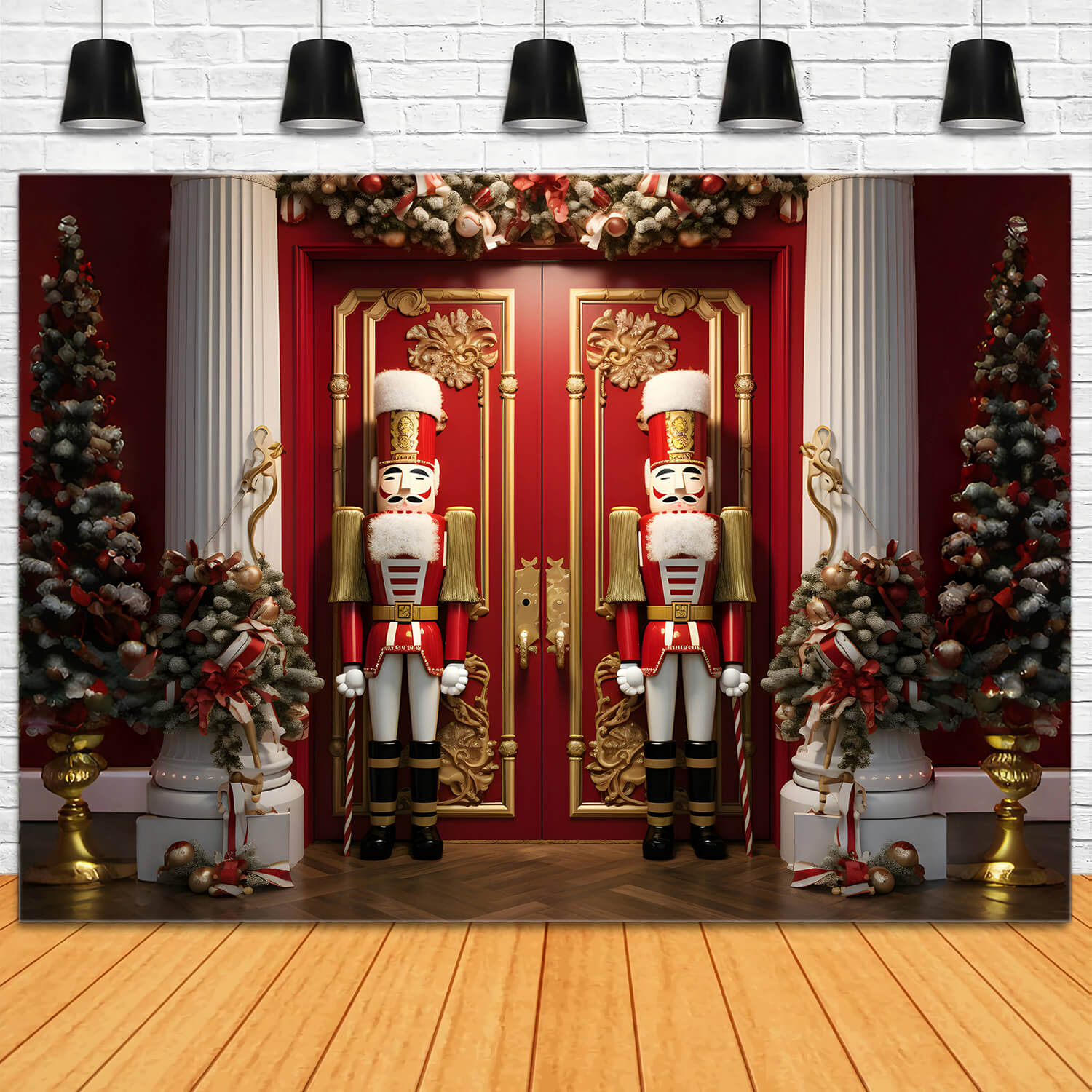 Nutcracker Christmas Trees Door Photography Backdrop UK RR6-52