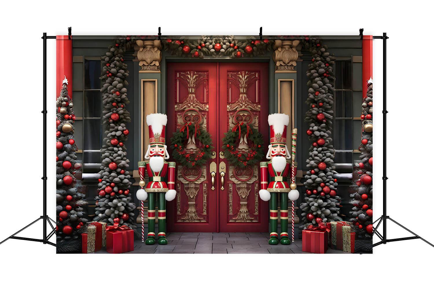 Christmas Trees House Door Nutcracker Backdrop UK RR6-54