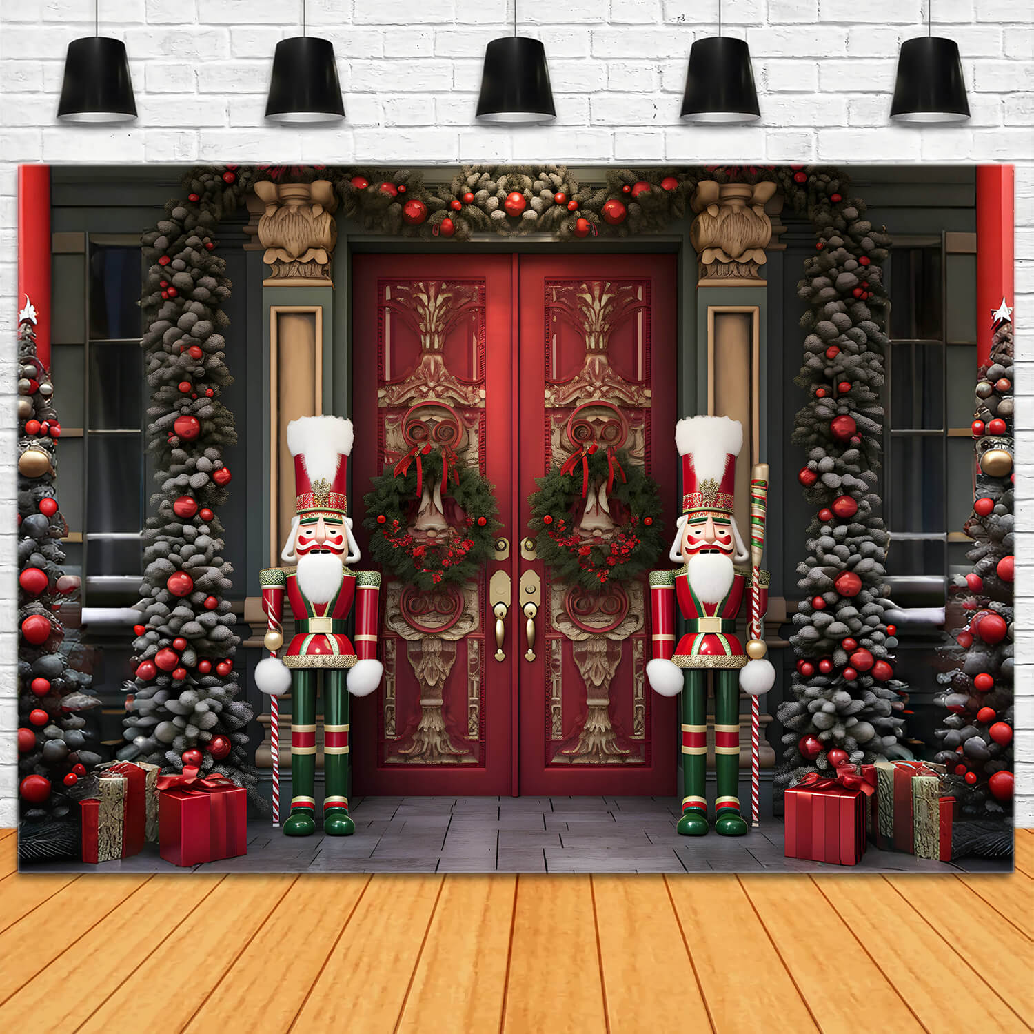 Christmas Trees House Door Nutcracker Backdrop UK RR6-54