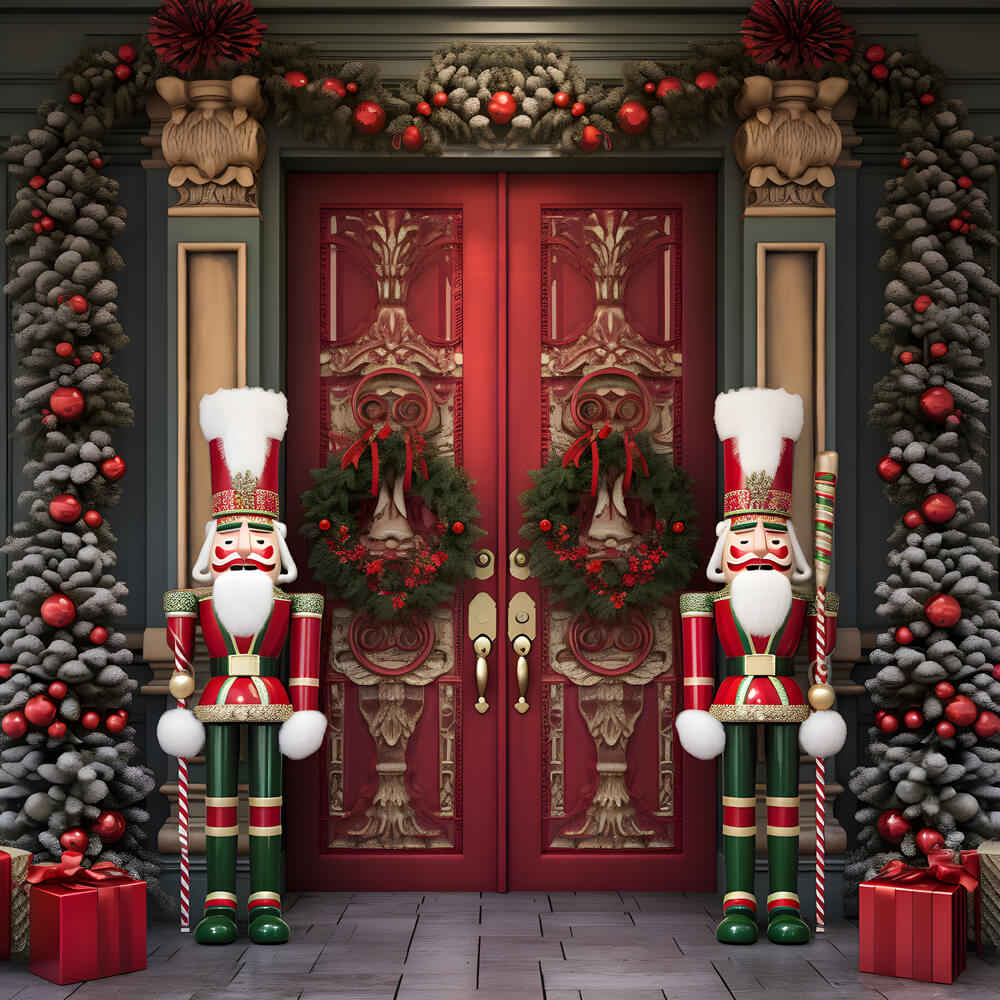 Christmas Trees House Door Nutcracker Backdrop UK RR6-54