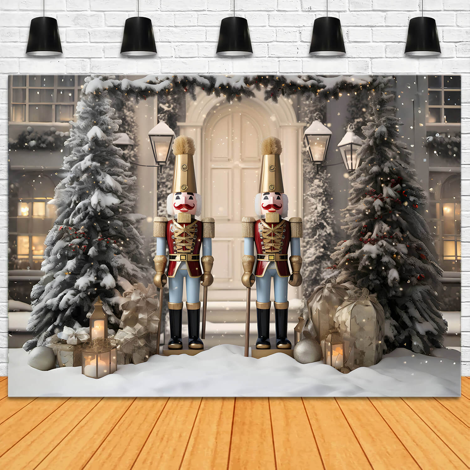 Snowy Christmas Tree House Nutcracker Backdrop UK RR6-58