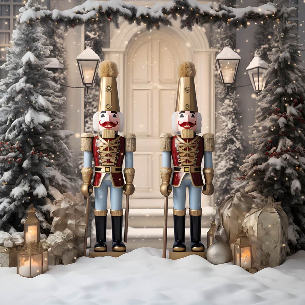 Snowy Christmas Tree House Nutcracker Backdrop UK RR6-58