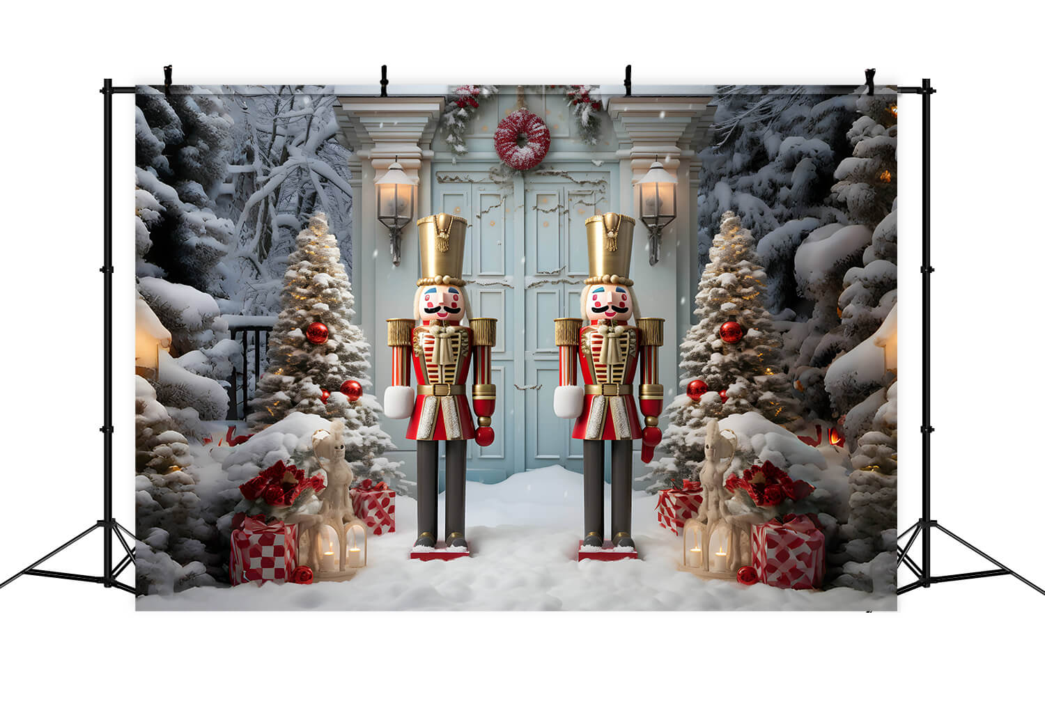 Nutcracker Winter Snow Christmas Trees Backdrop UK RR6-59