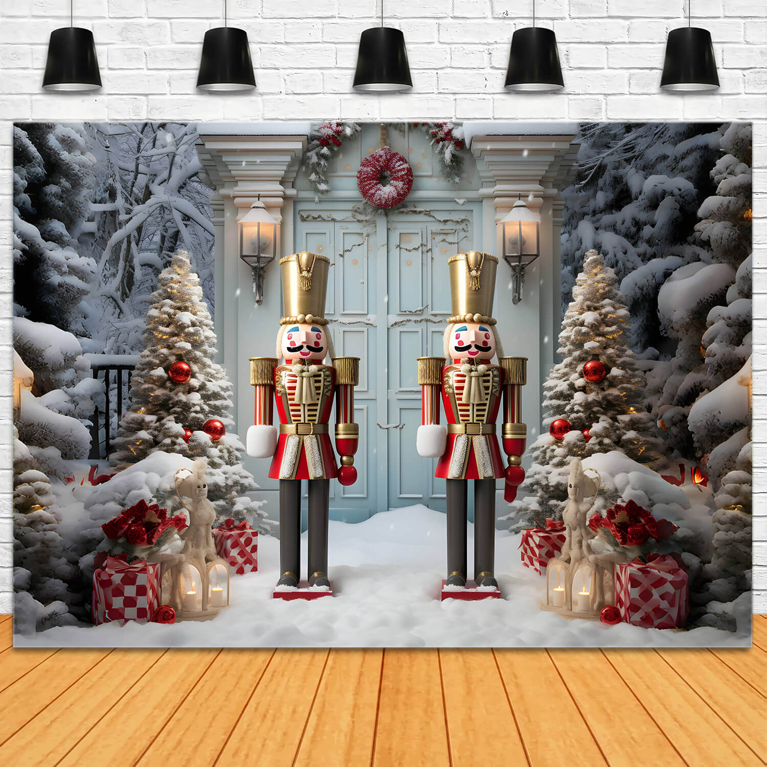 Nutcracker Winter Snow Christmas Trees Backdrop UK RR6-59