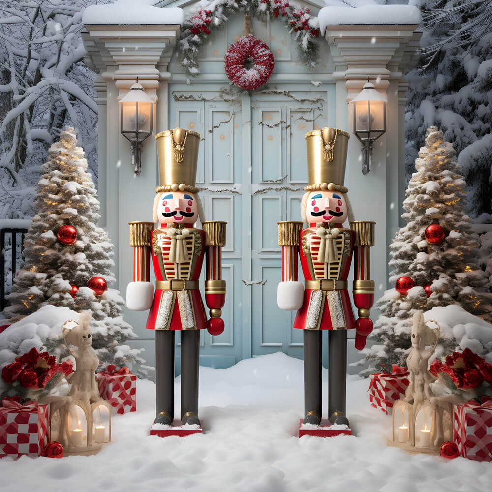 Nutcracker Winter Snow Christmas Trees Backdrop UK RR6-59