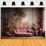 Pink Sofa Floral Retro Wall Living Room Backdrop UK RR6-62