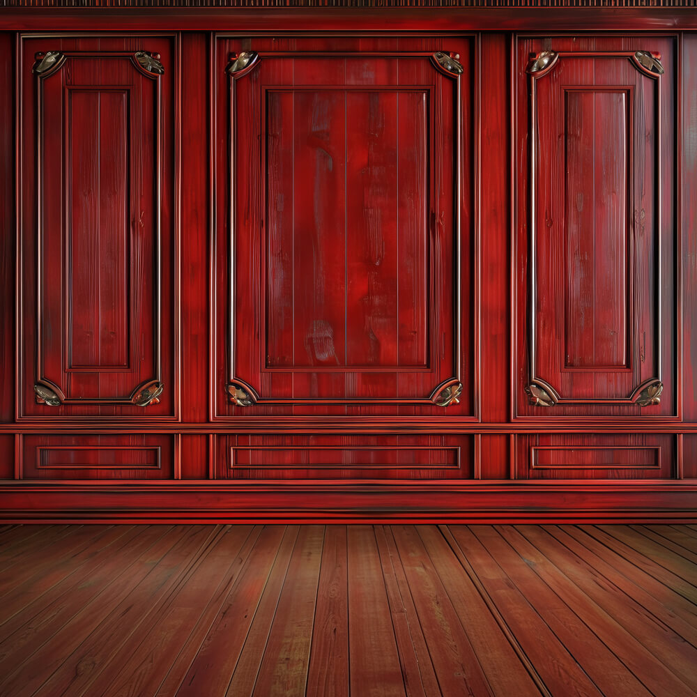 Vintage Red Retro Wall Wooden Floor Backdrop UK RR6-70