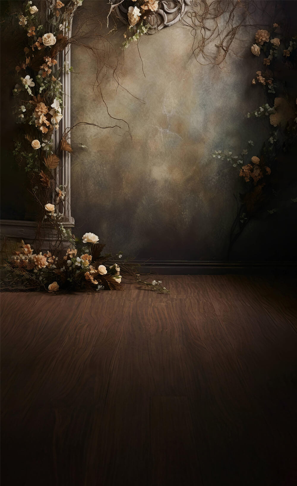 Brown Abstract Flower Sweep Fine Art Backdrop UK RR6-93