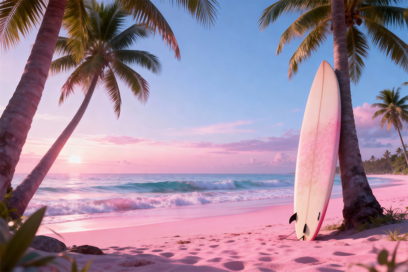 Tropical Beach Backdrop Serene Surfboard Seaside Summer Photo Backdrop Ideas UK RR61-15