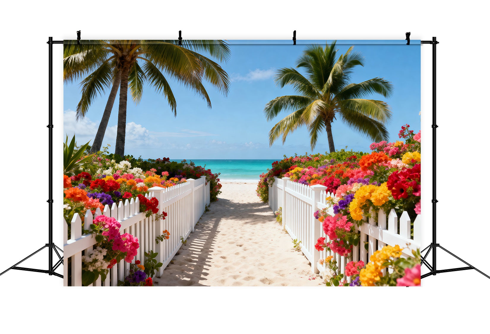 Beach Backdrop Photoshoot Floral Pathway Sunny Ocean Summer Backdrops UK RR61-18