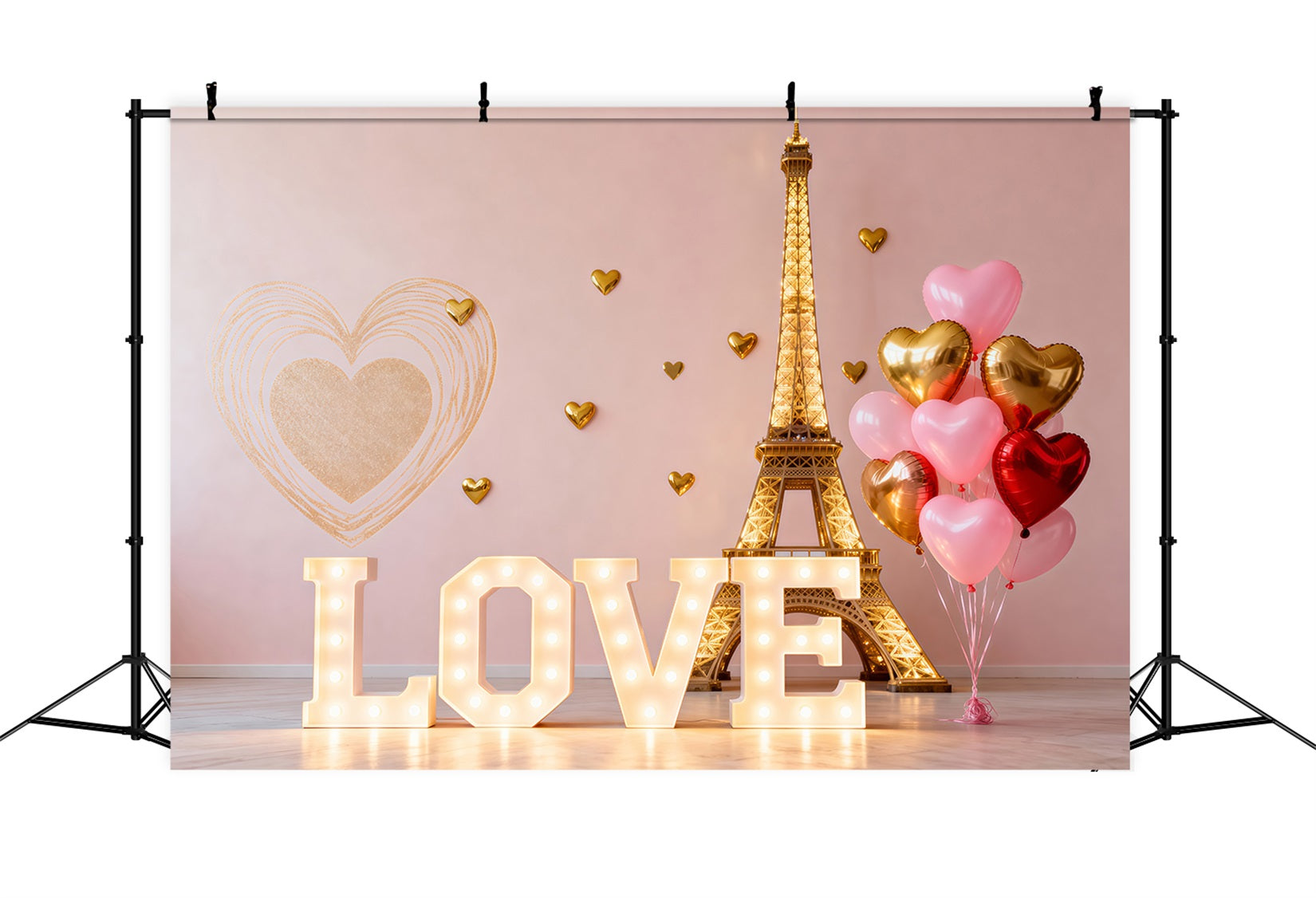 Paris Photography Backdrop Love Balloon Heart Valentine Eiffel Tower Backdrops UK RR61-45