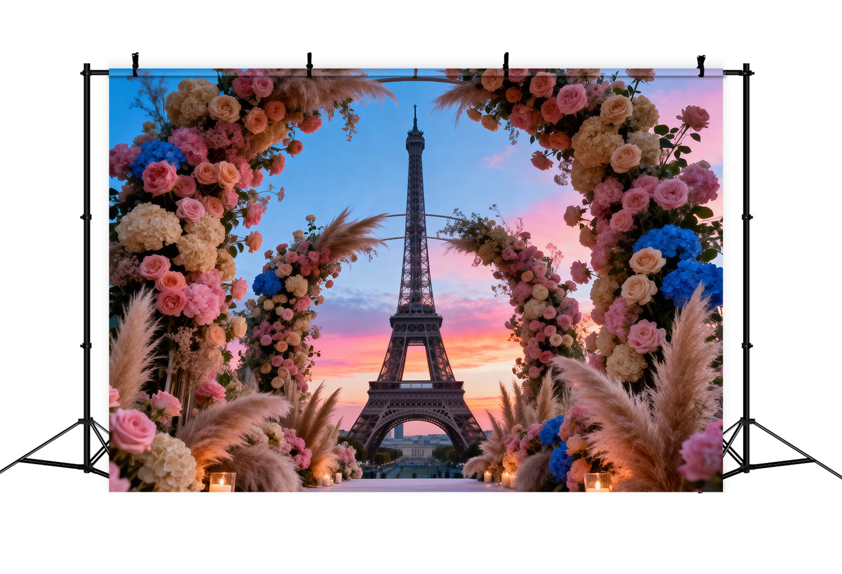 Paris Themed Backdrop Grand Floral Boho Archway Eiffel Tower Photo Backdrop UK RR61-56