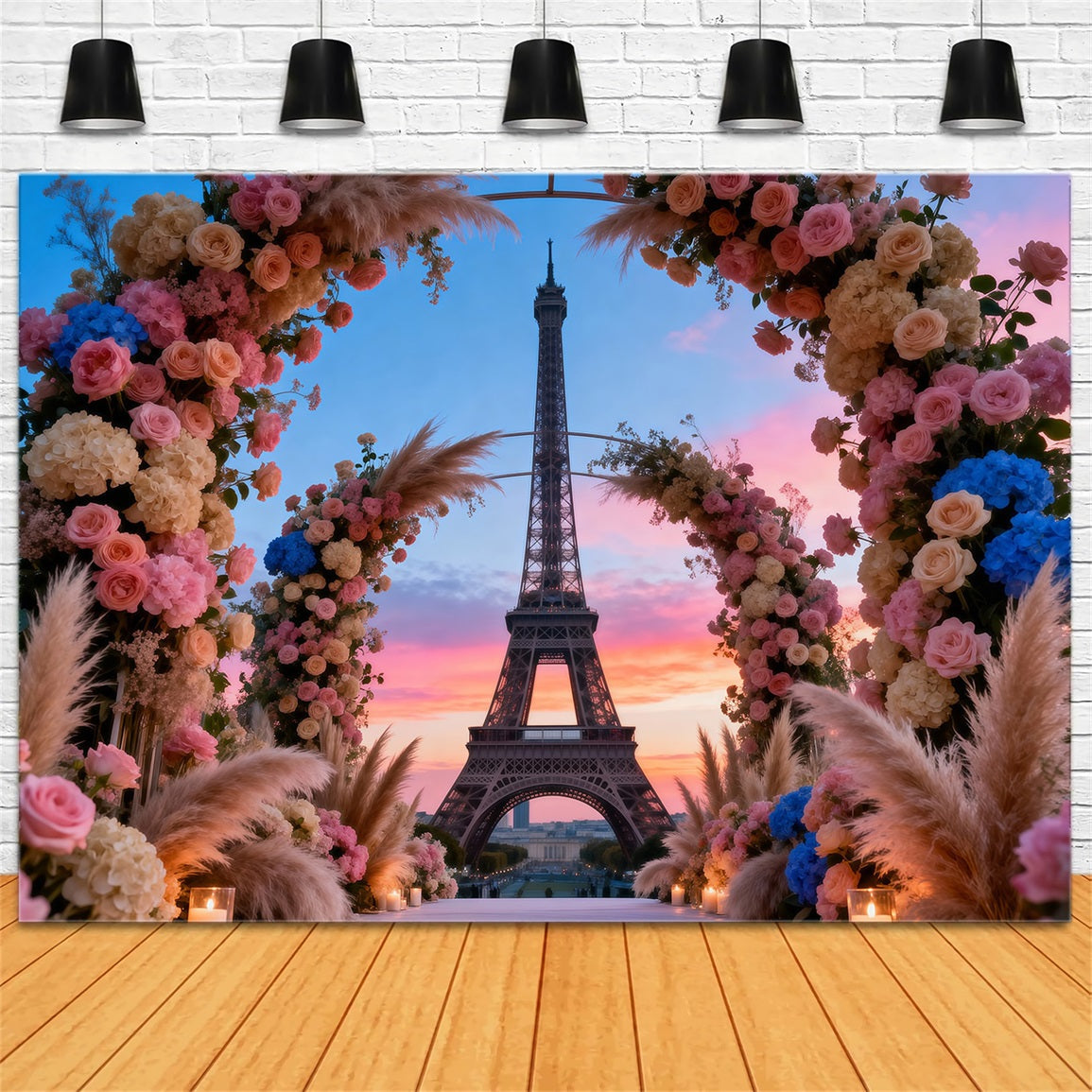 Paris Themed Backdrop Grand Floral Boho Archway Eiffel Tower Photo Backdrop UK RR61-56