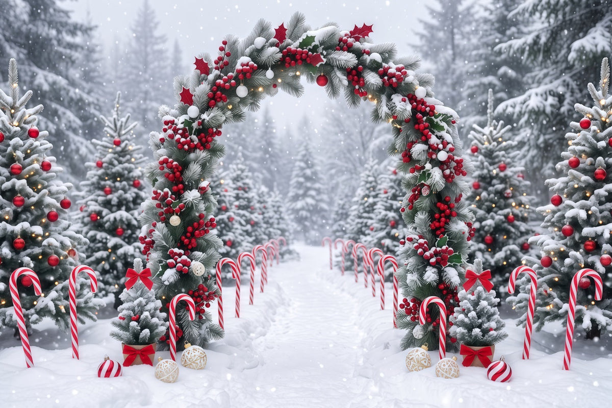 Christmas Backdrop for Photos Snowy Berry Garland Arch Christmas Backdrop for Wall UK RR610-125