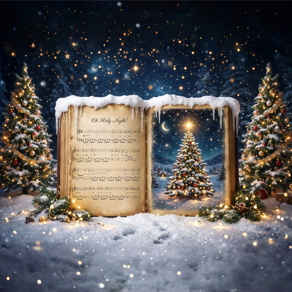 Christmas Photoshoot Backdrop Joy to the World Music a Christmas Carol Backdrop UK RR610-13