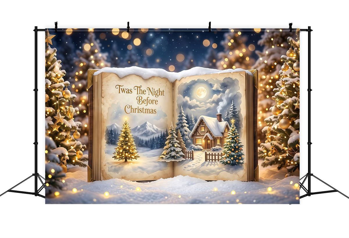 Photography Christmas Backdrop Moonlit Storybook Cottage Christmas Carol Backdrop UK RR610-14