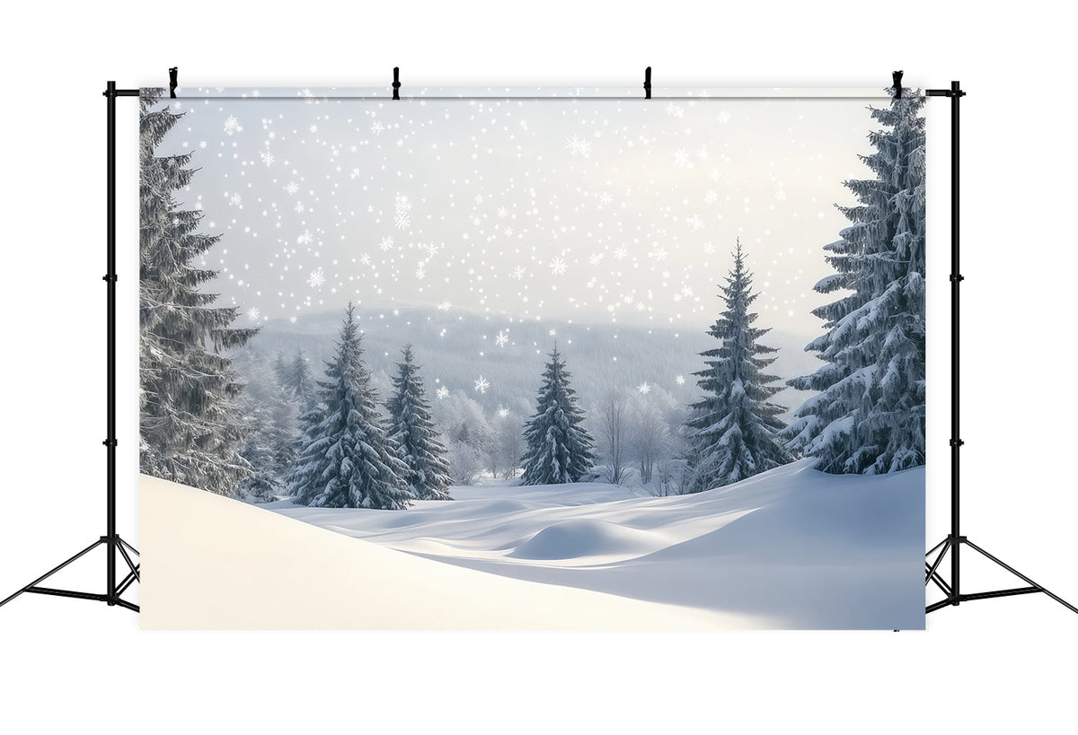 Christmas Tree Backdrops Snowy Pine Forest Hills Christmas Photoshoot Backdrops UK RR610-162