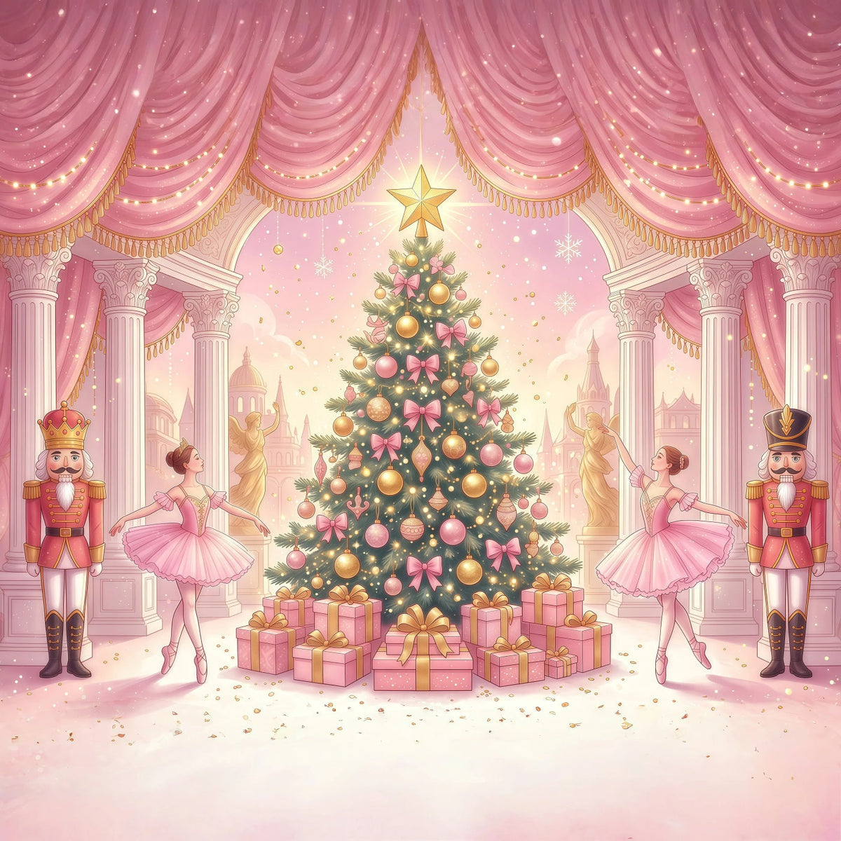Nutcracker Photo Backdrop Pink Ballet Display Photography Backdrops Christmas UK RR610-164