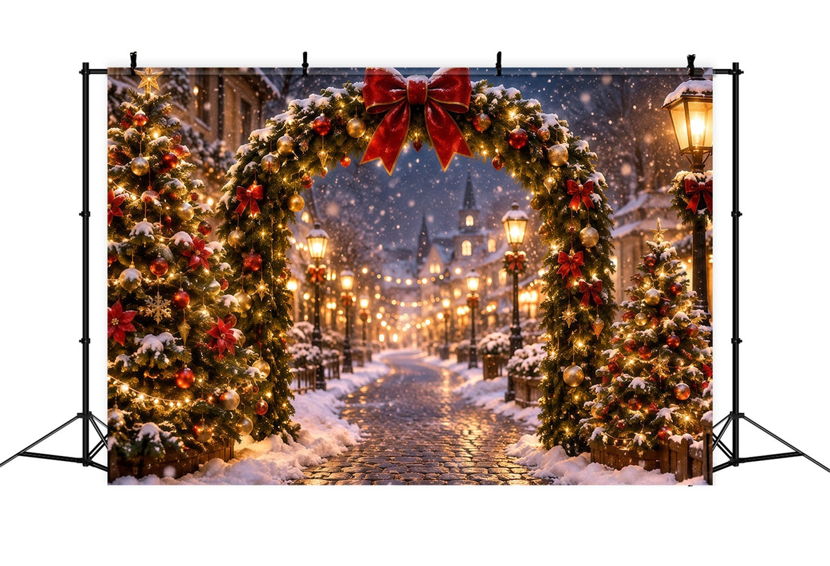 Christmas Lights Photo Backdrop Glowing Village Archway Christmas Photo Wall Backdrop UK RR610-166