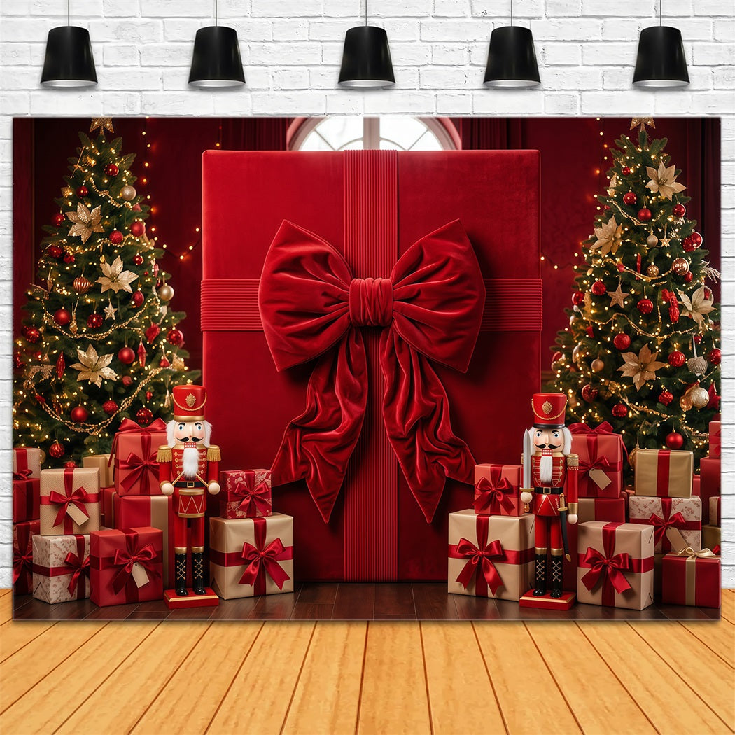 Christmas Bow Backdrop Oversized Red Gift Box Merry Christmas Photo Backdrop UK RR610-168