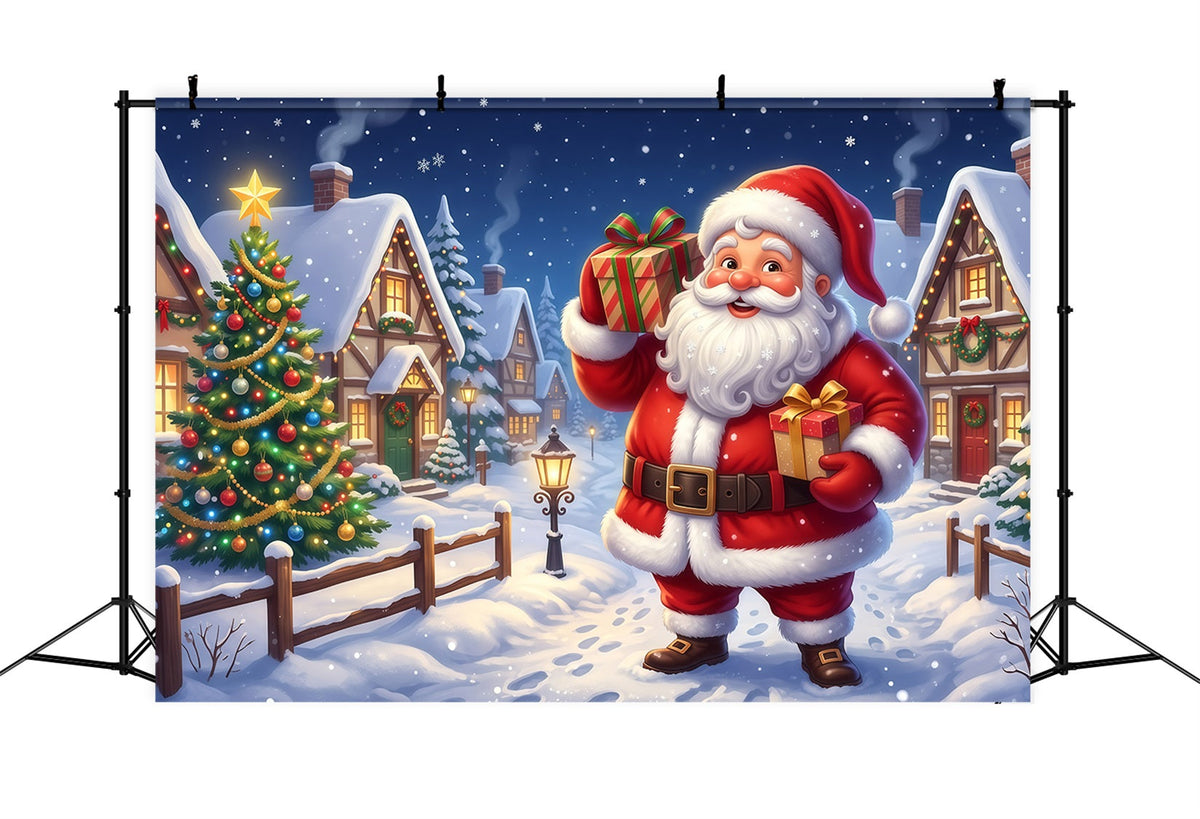 Professional Christmas Backdrops Santa Gift Village Walk Santa Picture Backdrop UK RR610-17