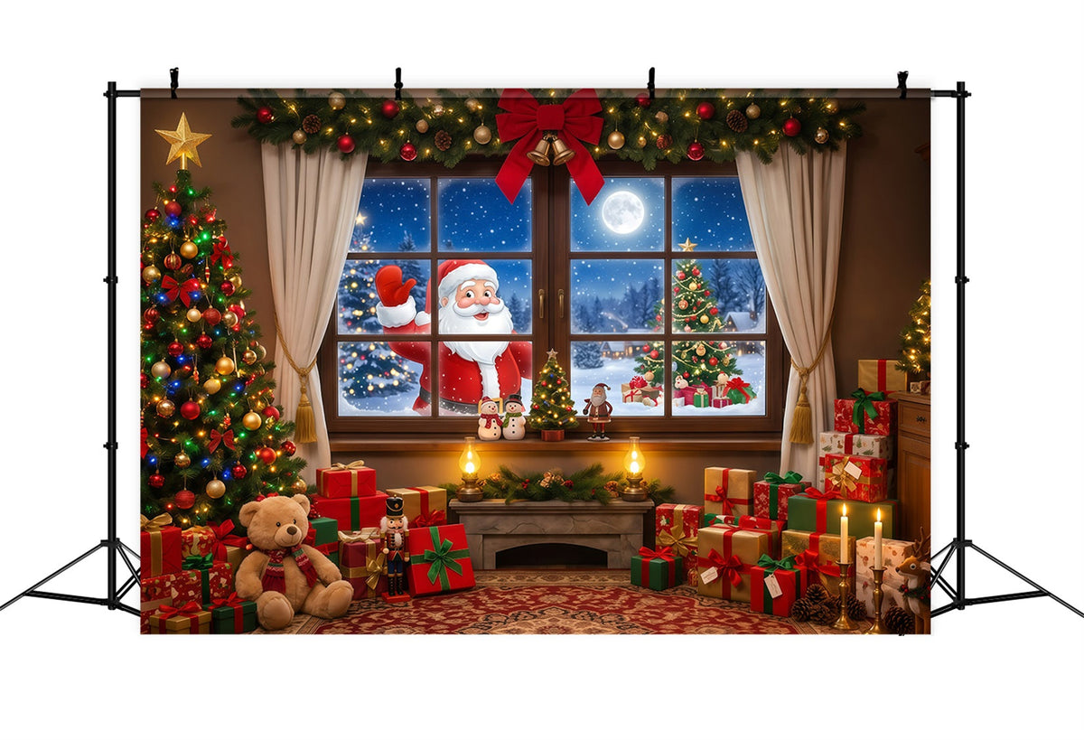 Santa Backdrop For Pictures Santa Window Gift Display Christmas Music Backdrop UK RR610-19