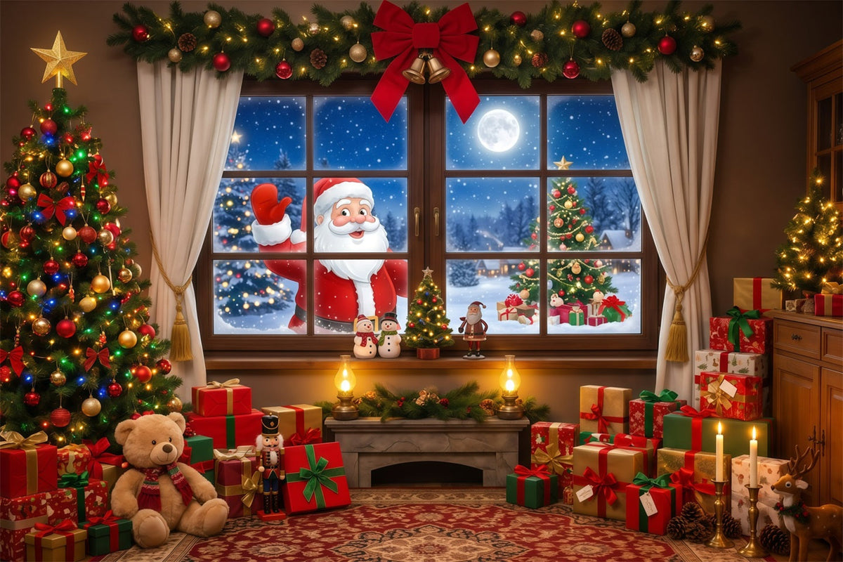 Santa Backdrop For Pictures Santa Window Gift Display Christmas Music Backdrop UK RR610-19