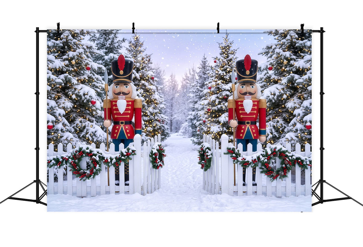 Christmas Backdrop Design Winter Snowy Forest Gate Nutcracker Backdrops UK RR610-2