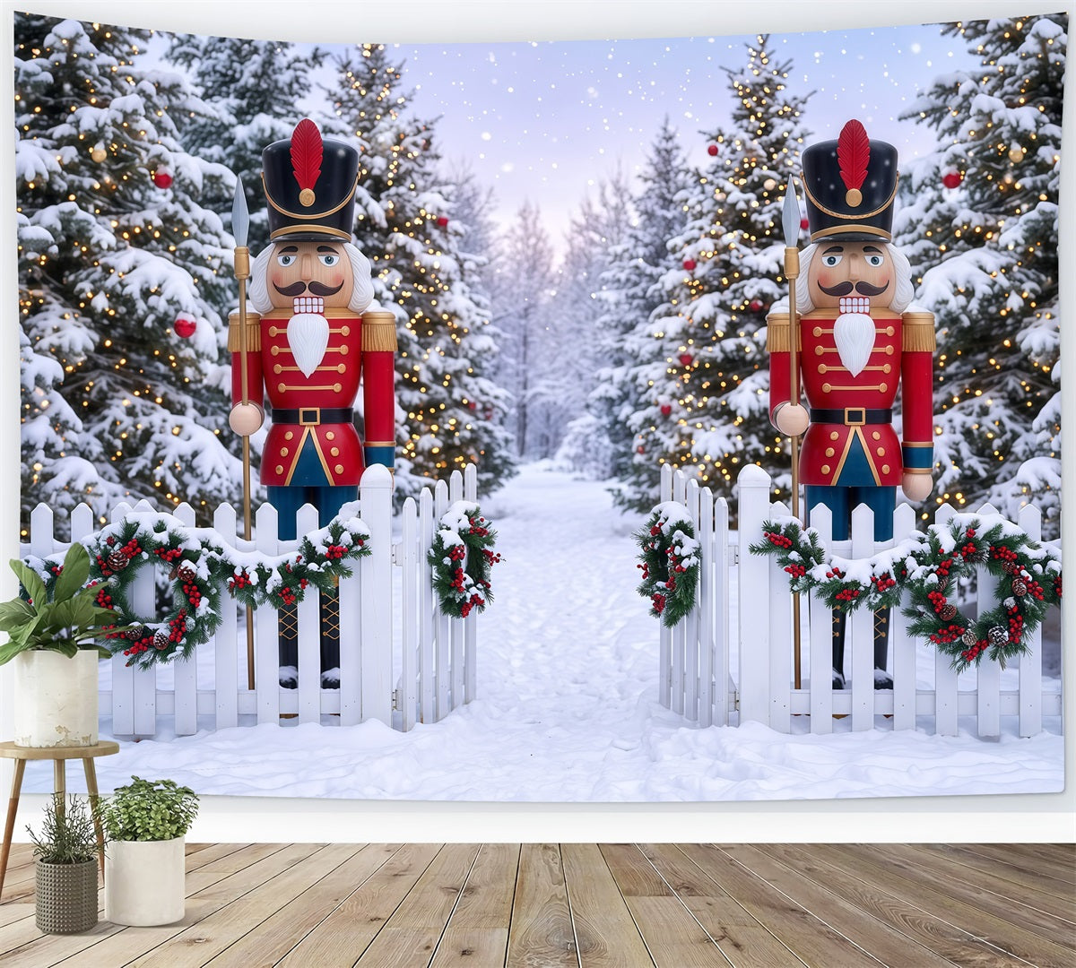 Christmas Backdrop Design Winter Snowy Forest Gate Nutcracker Backdrops UK RR610-2
