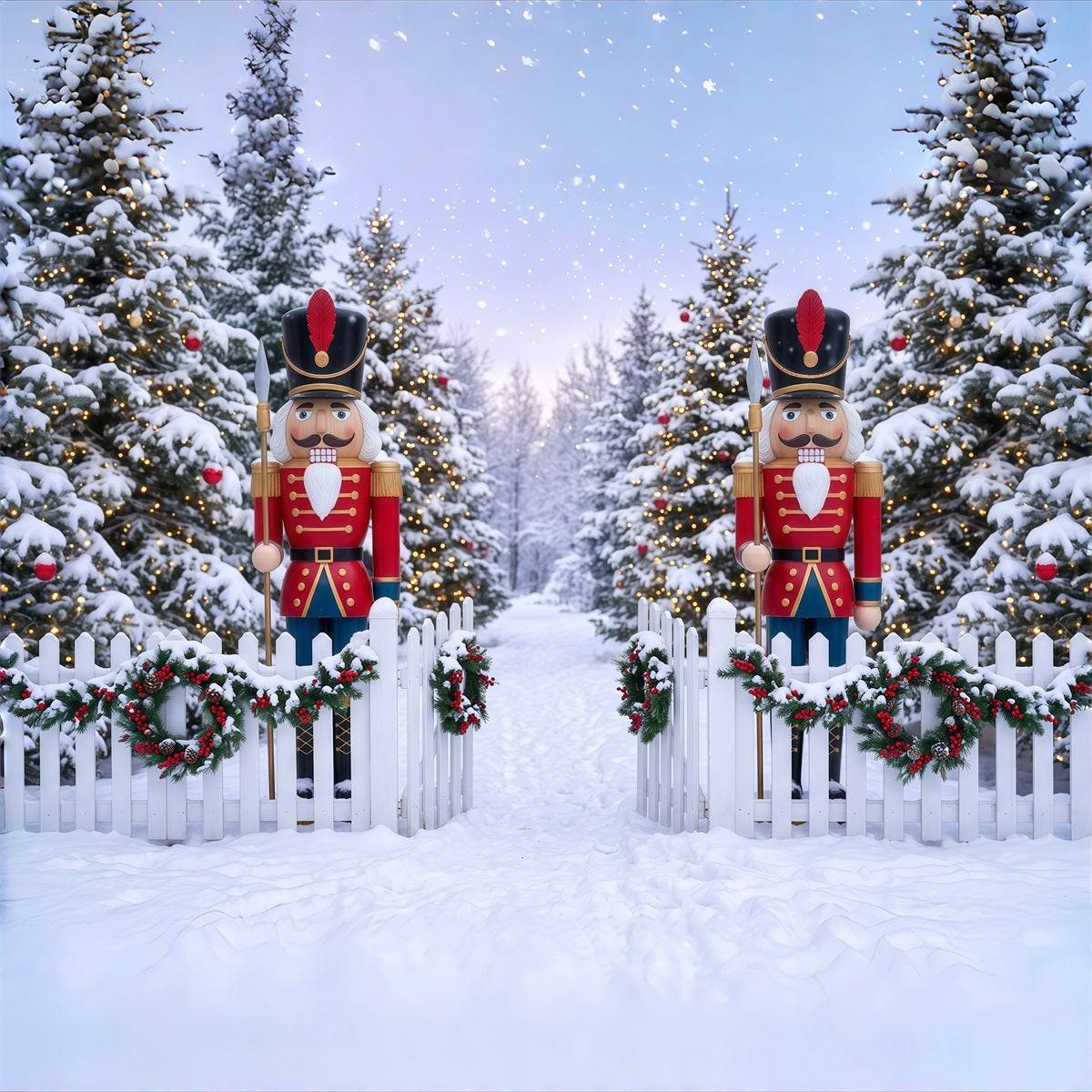 Christmas Backdrop Design Winter Snowy Forest Gate Nutcracker Backdrops UK RR610-2