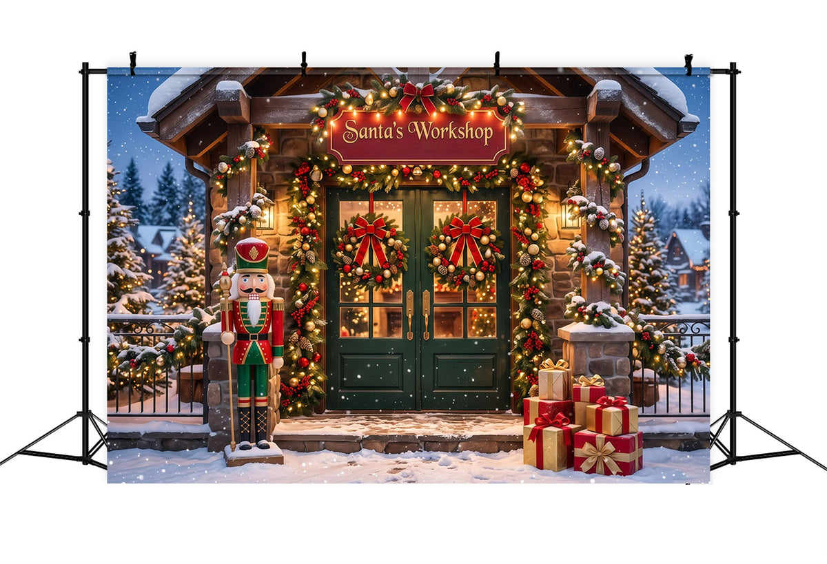 Santa's Workshop Backdrops Snowy Workshop Nutcracker Entrance Santa's Mailroom Backdrop UK RR610-21
