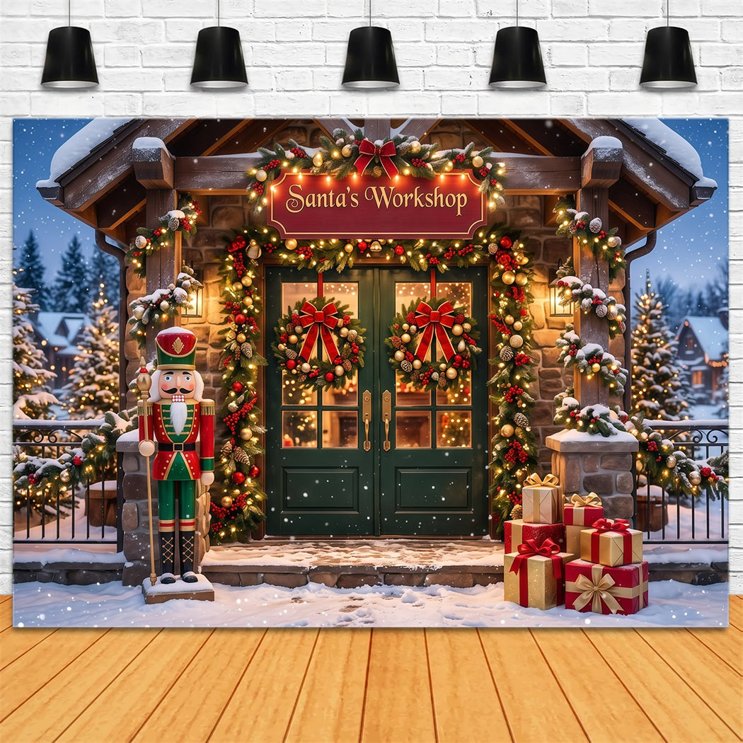 Santa's Workshop Backdrops Snowy Workshop Nutcracker Entrance Santa's Mailroom Backdrop UK RR610-21