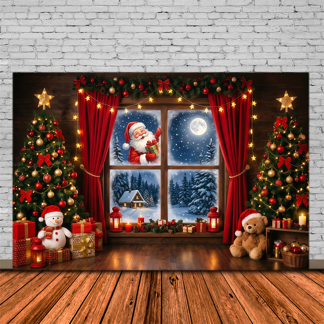 Christmas Backdrop For Santa Pictures Suprise Window Gift Outdoor Christmas Photo Backdrop UK RR610-33