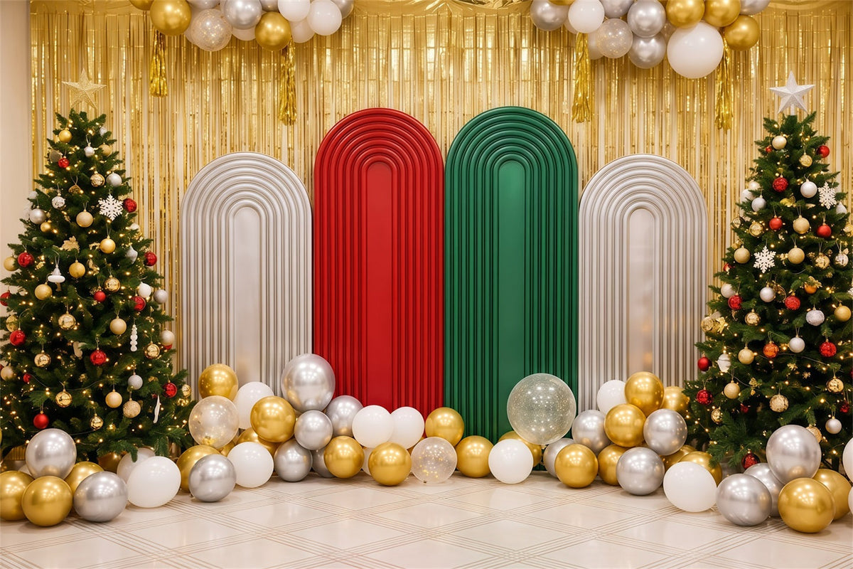 Christmas Vacation Backdrop Gold Balloon Arch Display Christmas Backdrop 10x10 UK RR610-41