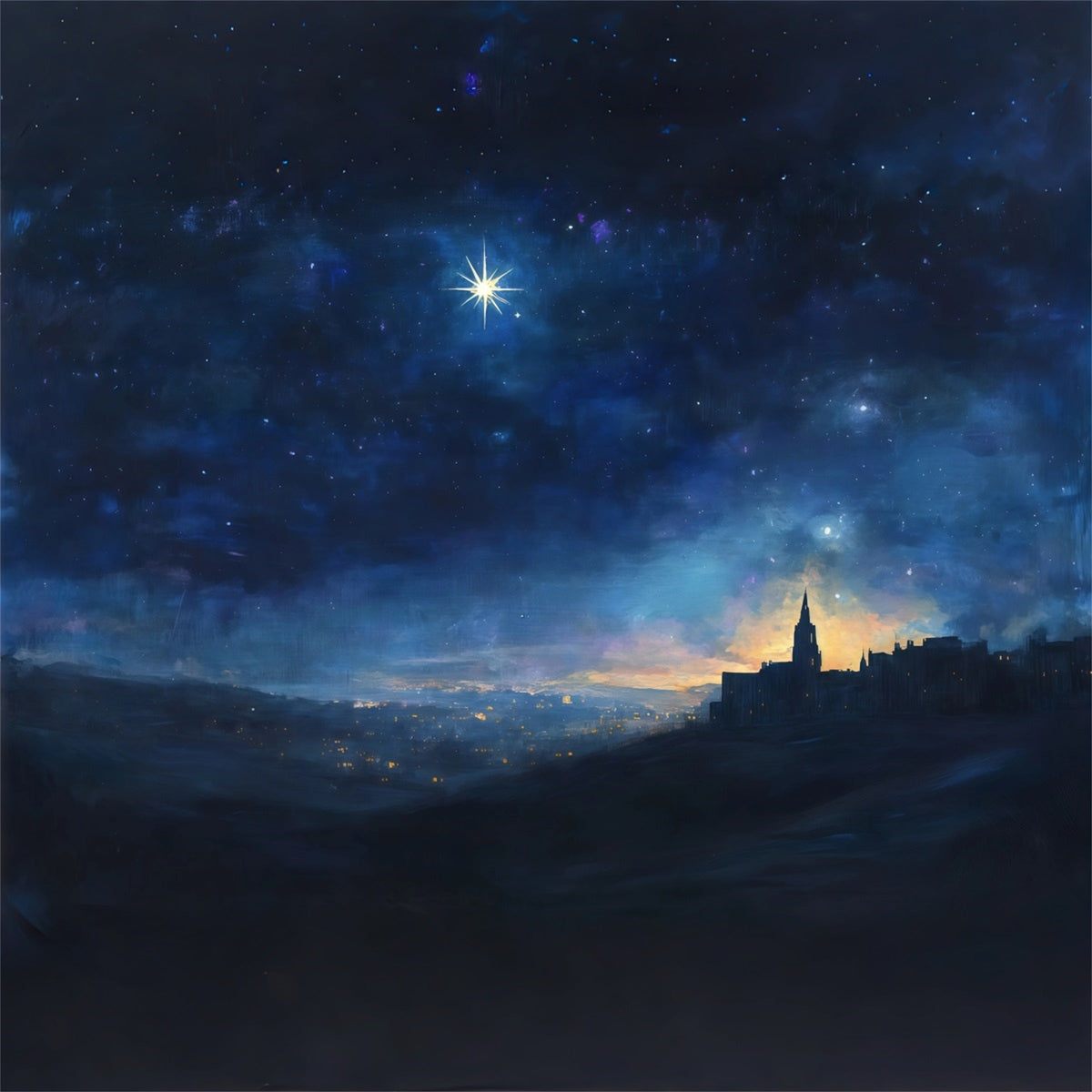 Nativity Scene Backdrop Starry Bethlehem Night Skyline Christmas Photo Backdrop Ideas UK RR610-58