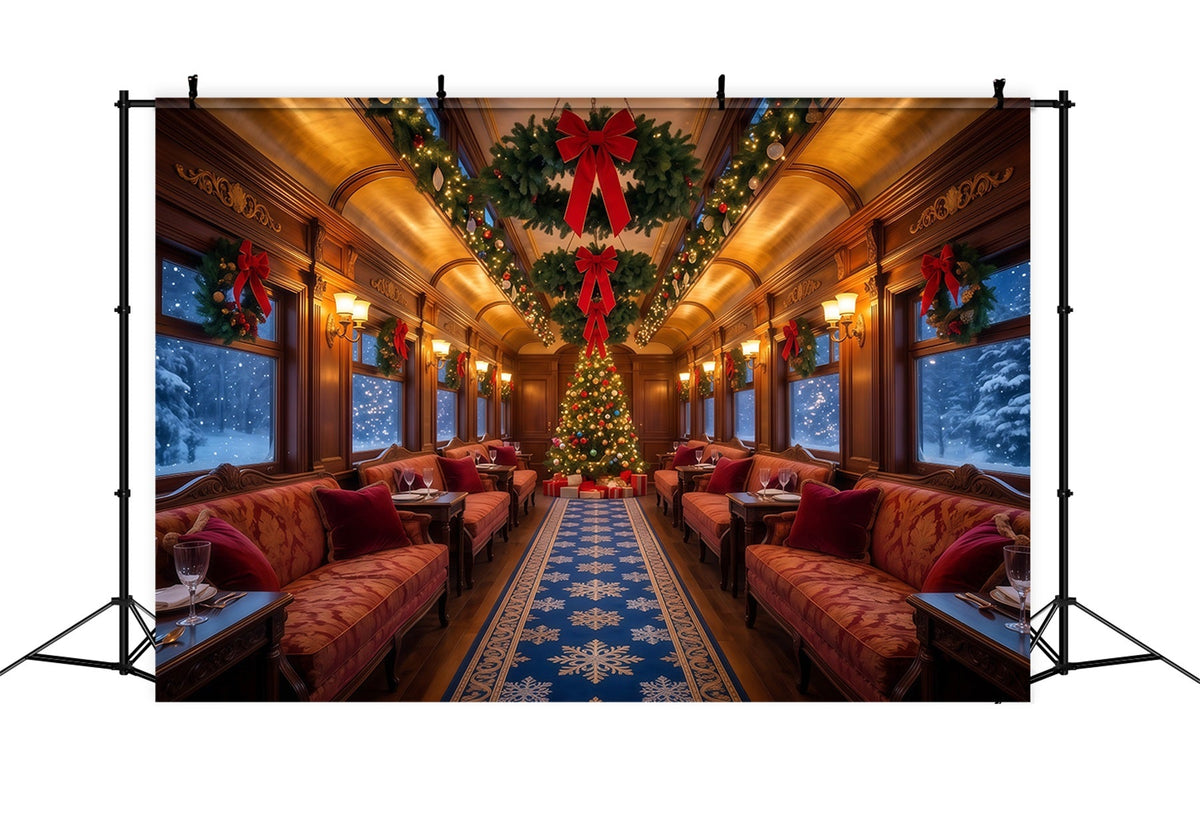 Christmas Backdrops for Photography Festive Train Lounge Christmas Photography Backdrop UK RR610-61
