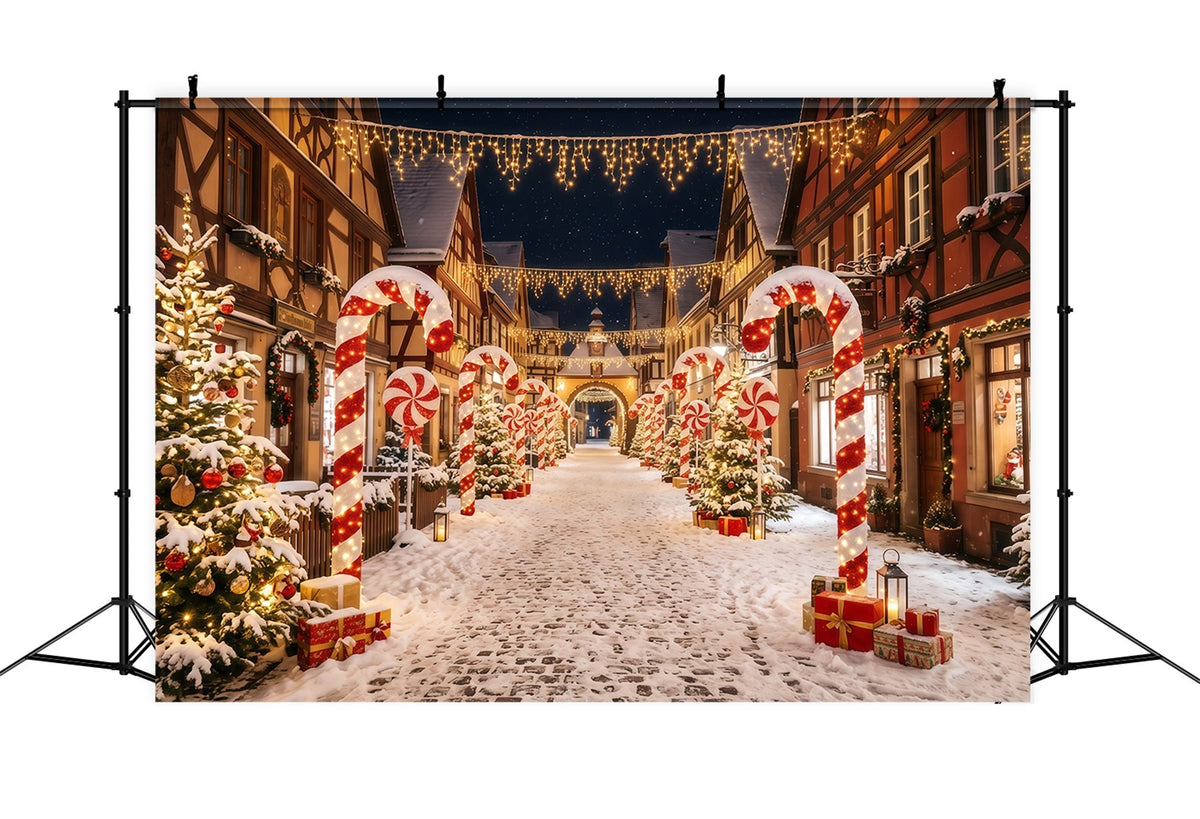 Christmas Village Backdrops Candy Cane Street Photography Christmas Backdrops UK RR610-64