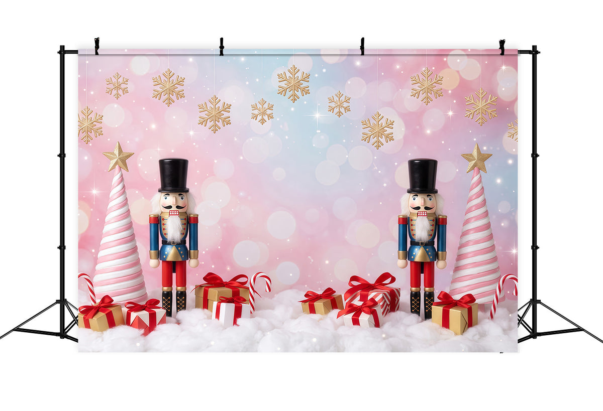 Christmas Backdrop Snowflake Pink Tree Bokeh Nutcracker Photo Backdrop UK RR610-76