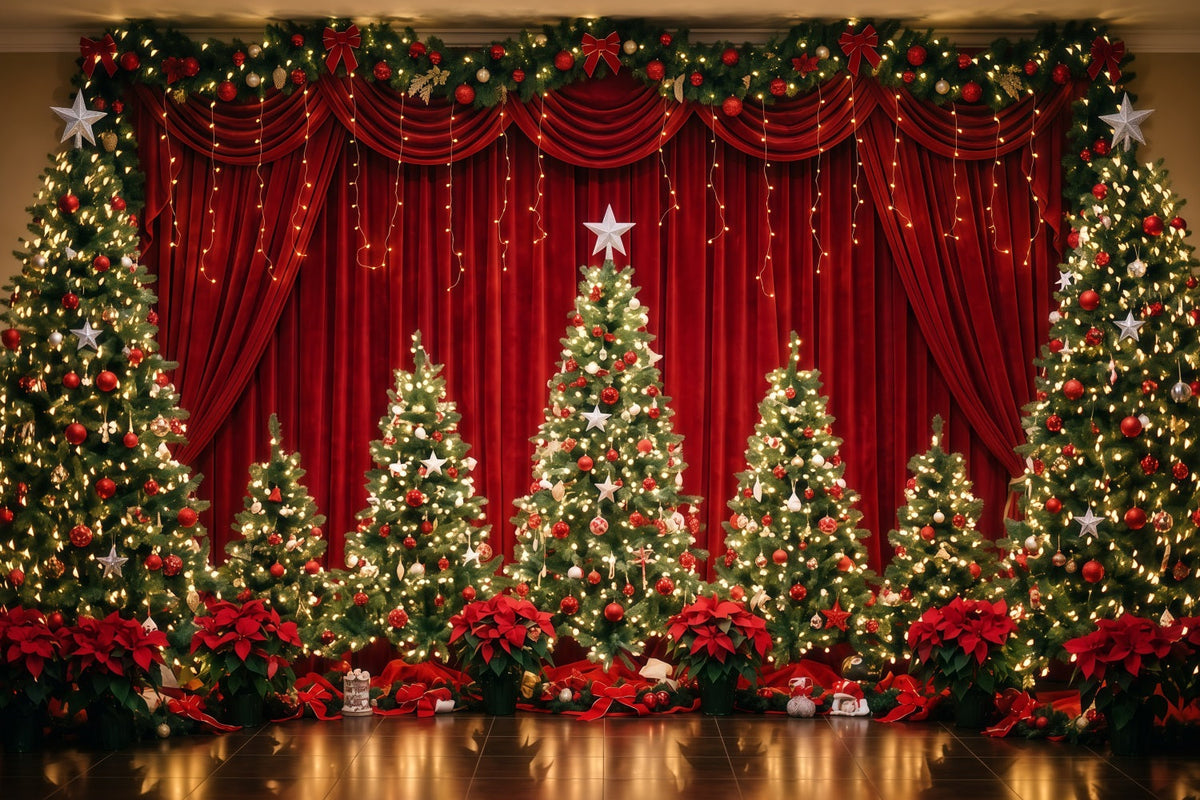 Christmas Backdrop for Photography Velvet Curtain Tree Display Christmas Stage Backdrops UK RR610-99
